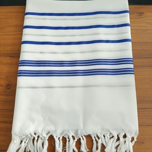 Scialli da Preghiera Ebraici Blu Argento in Poliestere, Tallit Ebraico, Scialli da Preghiera <span class=keywords><strong>Tzitzit</strong></span> - Product Image 3