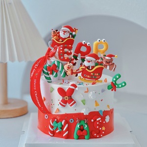 Honey And Sweetness Christmas Cake Decorations Acrylic Santa Reindeer Cup Holders For Holiday Baking - Product Image 1