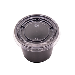 Gobelets à portion individuels en PET transparent à paroi simple de 1 oz, petits contenants en plastique avec couvercles pour sauces, condiments, emballages alimentaires à emporter - Product Image 2