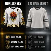 Maillot de hockey sur glace personnalisé sublimé, séchage rapide, respirant, en polyester, uniforme d'équipe avec nom et numéro pour hommes et jeunes, vente en gros