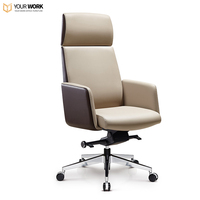 Chaise de bureau pivotante en cuir de patron exécutif à dossier haut mobilier de poste de travail réglable chaise de direction confortable