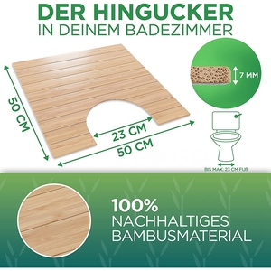 Tapis de toilette avec découpe, tapis de toilette en bois de bambou Tapis de toilette en bambou pour salle de bain, tapis de salle de bain - Product Image 2