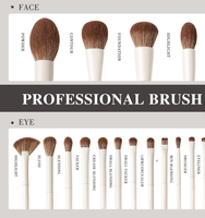 Mehrzweck-Make-up-Pinsel-Set in Beige für Gesicht und Augen, Foundation, Lidschatten, mit Etui, professionelle Schminkpinsel