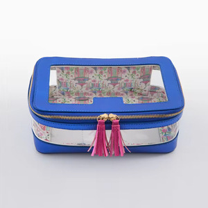 Sac à main fourre-tout décontracté transparent avec fermeture éclair, motif floral et pompon, idéal pour le voyage et les cosmétiques - Product Image 5