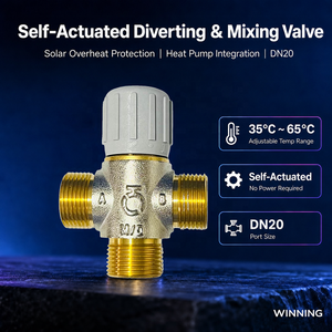 <span class=keywords><strong>Valvola</strong></span> di deviazione a 3 vie autoattivata in ottone DN20 35 ℃   fino a 65 ℃   Temperatura Regolabile per Pompa di Calore Solare per Riscaldamento Acqua - Product Image 4