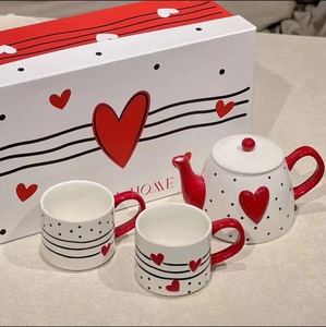 Hiện Đại Tinh Tế Trà Gốm Đặt Hình Trái Tim Cốc Ấm Trà Hộp Quà Tặng Có Thể Đặt Chồng Hộ Gia Đình Cốc Nước Cho Các Bên Buổi Chiều Trà - Product Image 3