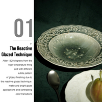 Vente en gros directe d'usine, assiettes à dessert en porcelaine à fleurs embossées de style nordique vintage, assiettes à dîner en céramique pour restaurant