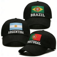 Gorra de Béisbol Oxford Dobby Impermeable con Logotipo Personalizado y Bandera Nacional, Bordado a Mano, para Fanáticos de Deportes, Ajustable, Transpirable, con Protección Solar
