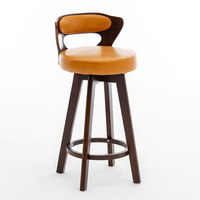 Chaise de bar pivotante en cuir et bois massif, design moderne et élégant, idéale pour la maison, l'hôtel, la salle à manger, l'école et les zones bar – Offre spéciale