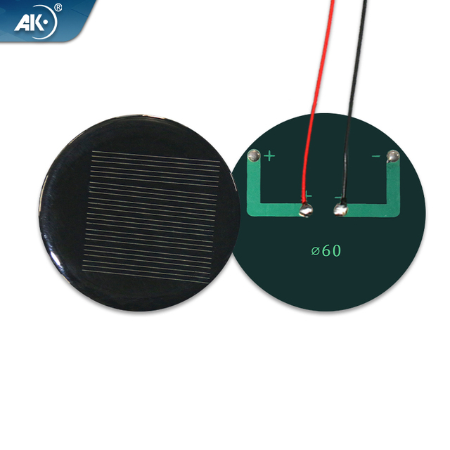 Factory-Made High-Efficiency Diameter 60mm Round Solar Panels 4V 50MA Small Size Epoxy Solar Panels With 15cm Wire Low Price