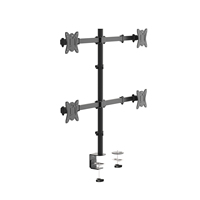 Support d'écran multi-écrans 19-32'' à montage vertical en acier, rotation à 360°, réglable, base perforée à pince, support d'affichage