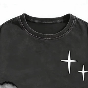 T-shirt in cotone stampato alla moda per uomo, elegante abbigliamento casual per tutti i giorni, comoda maglietta con scollo rotondo - Product Image 3