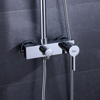 Ensemble de robinets de douche à effet pluie pour baignoire, finition nickel brossé, salle de bains avec eau chaude et froide