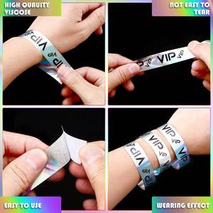 Concert Vip Holographic Wristbands with logo Custom <b>Glitter</b> Gold <b>Blue</b> Color Disposable Wrist Band - Product Image 4