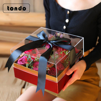 Boite à fleurs blanches de forme carrée, cadeau de la saint-valentin, 2021, 50 pièces