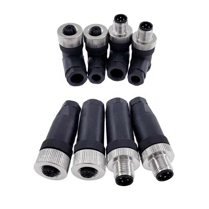 M12 sensor connector waterproof male&female plug screw threaded ...