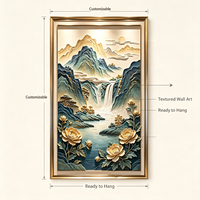 Décoration Murale Cascade de Fleurs Luxueuse - Grande Peinture Paysagère Chinoise Moderne Modèle W136 d'Origine Chine pour Entrée