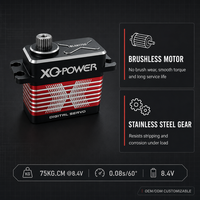 Moteur servo à couple élevé XQ-POWER XQ-BLS8175D 75 kg, étanche, sans balais, engrenages en acier inoxydable, aluminium CNC, 8,4 V, pour robot, vente en gros