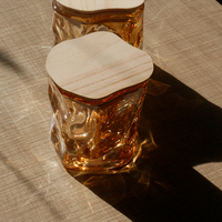 LO75 250ml Pots à miel écologiques en verre, porte-bougie unique en verre transparent irisé