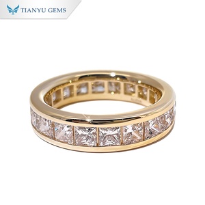 Tianyu Gems Custom S92510K14K18K Channel Set Princess Cut Full Eternity Band <b>Ring</b> Moissanite Lab Diamond Gold Wedding Band - Product Image 1