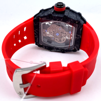 SPARKTIME Montre Tonneau tendance pour homme 47mm avec bracelet en caoutchouc à surface creuse unique, montre de sport à quartz personnalisée