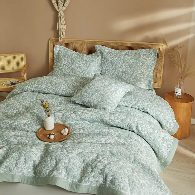 3 adet Set kral kraliçe yumuşak pamuk jakarlı yatak örtüsü hafif Coverlet yatak örtüsü seti yatak battaniyesi yorgan