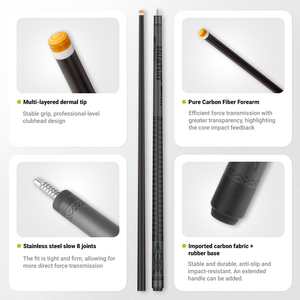 Queue de billard en fibre de carbone <span class=keywords><strong>à</strong></span> faible déflexion de 11,8/12,5 mm |   Queue de billard et de snooker professionnelle 100% carbone avec capacité de break/jump - Product Image 2