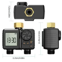 Programmateur d'arrosage extérieur HY2 Garden à 2 sorties, rechargeable, avec entrée en laiton, pour système d'irrigation programmable
