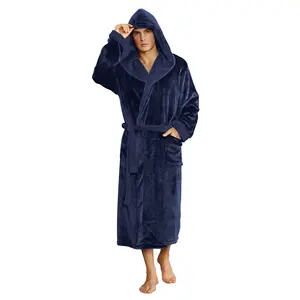 MQF Plush And Thick Skin Fitting Soft Hooded Pajamas Robe For Men