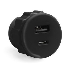 Module de connexion USB pour montage encastré USB A et USB Type C. AC 220-250V, finition noire. - Product Image 1