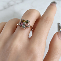 Vente en gros d'usine, bague en argent sterling 925 plaqué or rose/rhodium, différents types de pierres précieuses naturelles, bague en forme de fleur pour femme, cadeau