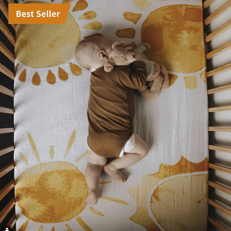 100% לנשימה כותנה אורגנית תינוק מיטת גיליון סופר רך מכונת רחיץ מוסלין מצויד גיליון עריסה//
