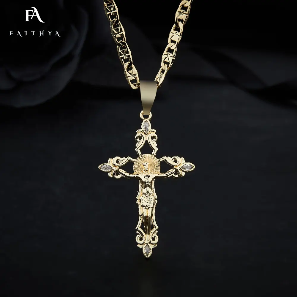 Fp1063 colar de crucifixo jesus, feito pelo usuário, feito de jesus, colar, alívio 3d, pingente de cruz, savior