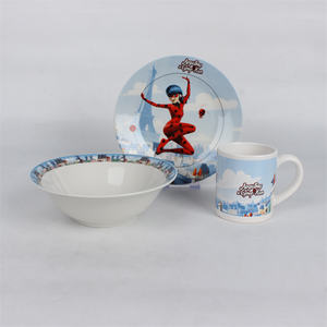 Набор посуды для детей из 3 предметов включает тарелку, чашу, кружку, идеально подходящую для детей, керамическую тарелку - Product Image 3