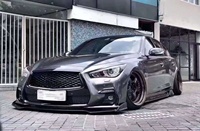 Lèvre avant en fibre de carbone pour Infiniti Q50 2014-2025 / Spoiler de pare-chocs avant Q50S / Kit aérodynamique pour lèvre avant Q50 Pièces de voiture en une seule pièce