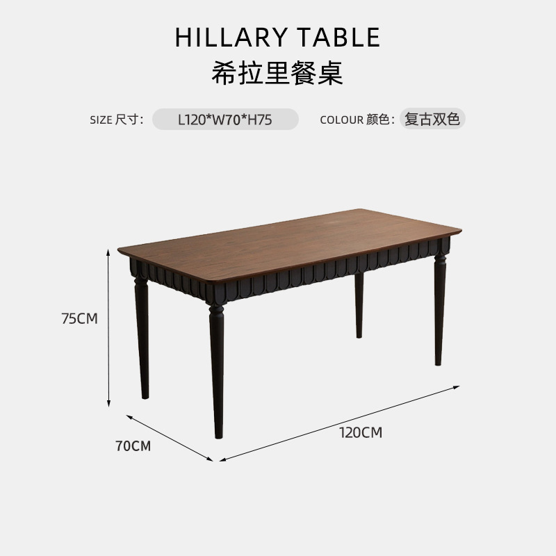 Table à manger rétro bicolore Hillary Clinton (1,2 m)