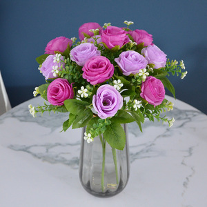 Wholesale Wedding Silk Plastic <b>Artificial</b> Flower Rose <b>Bouquet</b> Table Centerpiece Party Decoration for Mother's Day Christmas - Product Image 2