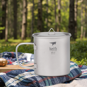 Mug en titane ultraléger personnalisé 550 ml, écologique, poignée pliable, haute résistance pour le camping en plein air, la randonnée - Product Image 4