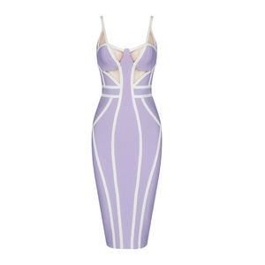 ADYABY Abito <span class=keywords><strong>Aderente</strong></span> Sexy Rosa e Bianco con Spalline Sottili e Scollatura Profonda per Serate, Feste e Cocktail - Product Image 6