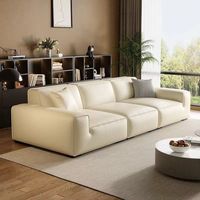 Ensemble de canapé en cuir crème de Style italien moderne Simple grand petit espace rangée droite lumière luxe maison salon chat éponge