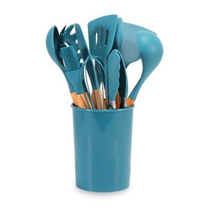 Ensemble d'ustensiles de cuisine en bois et silicone sans BPA, non toxiques, 11 pièces, avec logo personnalisé - Product Image 4