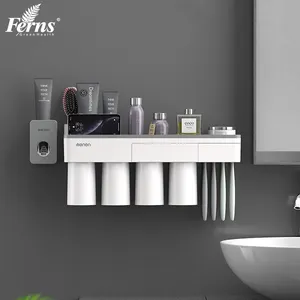 Factory Wholesale Fancy Bathroom Stand Portable Unique Plastic Toothbrush and Toothpaste Holder Organizer