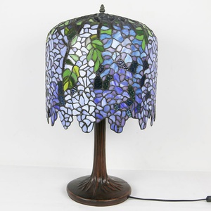 LongHuiJing 14Inch Handmade Stained Glass Lampshade Wisteria LED Table Lamp Flexible AC Simple Eco-Friendly European Design - Product Image 5