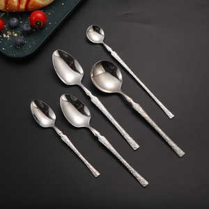 Juego de cubiertos de acero inoxidable 304 con diseño de corteza, cuchillo y tenedor para postre/bistec occidental, diseño de cintura - Product Image 3
