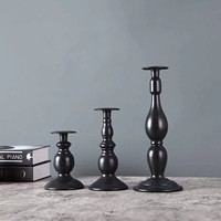 Porte-bougie conique en métal rétro, style américain, noir