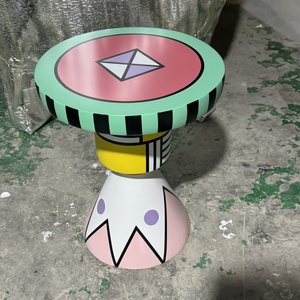 Memphis Style Fiberglass Side <strong>Table</strong> Hand-Painted Geometric Patterns for <strong>High</strong>-End Interior Projects - Product Image 2