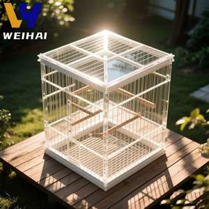 Grande <span class=keywords><strong>cage</strong></span> carrée personnalisée en acrylique pour animaux de compagnie-Habitat XXL pour oiseaux/lapins avec roues, anti-fuite, multi-portes et plateau amovible - Product Image 4