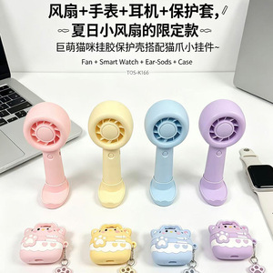 Écouteurs sans fil TWS K166 BT 5.4 avec étui Macaron Chat et montre - Product Image 4