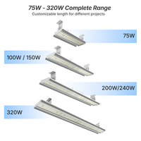 170lm/W pour éclairage linéaire à haute efficacité 150W/240W/320W, luminaires industriels en aluminium IP54 pour entrepôts, certifiés CE RoHS