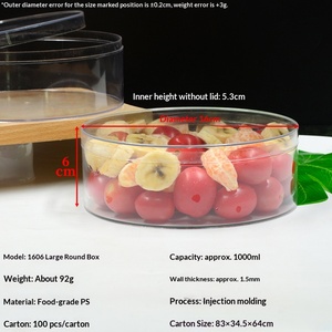 Caja de plástico transparente redonda sin olor de calidad alimentaria, caja redonda grande de 1000ML para ensalada de frutas, galletas, alimentos secos, embalaje de regalo - Product Image 6